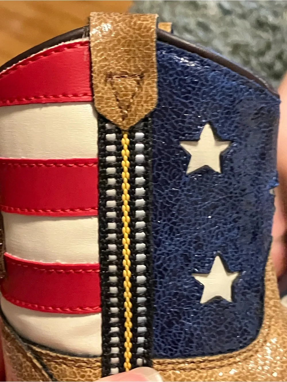 Toddler Star Accent Brown and Navy Western Boots